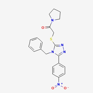 2-{[4-benzyl-5-(4-nitrophenyl)-4H-1,2,4-triazol-3-yl]sulfanyl}-1-(pyrrolidin-1-yl)ethanone