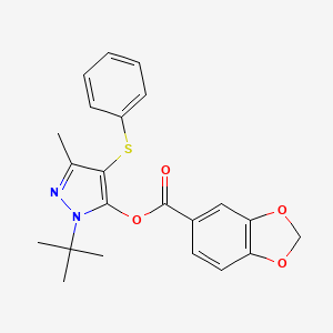 1-tert-butyl-3-methyl-4-(phenylthio)-1H-pyrazol-5-yl 1,3-benzodioxole-5-carboxylate