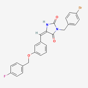 (5E)-3-[(4-BROMOPHENYL)METHYL]-5-({3-[(4-FLUOROPHENYL)METHOXY]PHENYL}METHYLIDENE)IMIDAZOLIDINE-2,4-DIONE