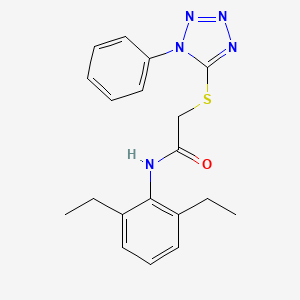 molecular formula C19H21N5OS B3644995 N~1~-(2,6-DIETHYLPHENYL)-2-[(1-PHENYL-1H-1,2,3,4-TETRAAZOL-5-YL)SULFANYL]ACETAMIDE 