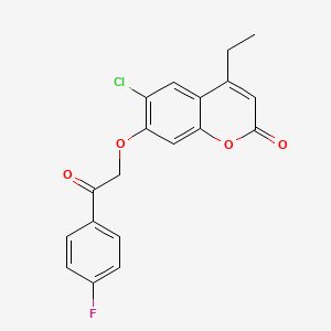 molecular formula C19H14ClFO4 B3645043 6-chloro-4-ethyl-7-[2-(4-fluorophenyl)-2-oxoethoxy]-2H-chromen-2-one 