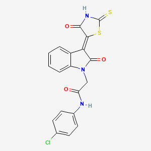 N-(4-chlorophenyl)-2-[(3Z)-2-oxo-3-(4-oxo-2-thioxo-1,3-thiazolidin-5-ylidene)-2,3-dihydro-1H-indol-1-yl]acetamide