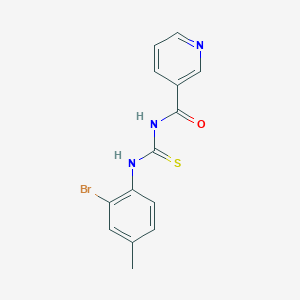 molecular formula C14H12BrN3OS B3645056 N-[(2-bromo-4-methylphenyl)carbamothioyl]pyridine-3-carboxamide 