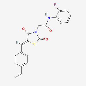 molecular formula C20H17FN2O3S B3645101 2-[5-(4-ethylbenzylidene)-2,4-dioxo-1,3-thiazolidin-3-yl]-N-(2-fluorophenyl)acetamide 