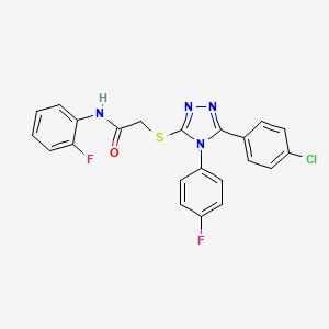 molecular formula C22H15ClF2N4OS B3645166 2-{[5-(4-chlorophenyl)-4-(4-fluorophenyl)-4H-1,2,4-triazol-3-yl]thio}-N-(2-fluorophenyl)acetamide 