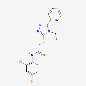 N-(4-bromo-2-chlorophenyl)-2-[(4-ethyl-5-phenyl-4H-1,2,4-triazol-3-yl)thio]acetamide