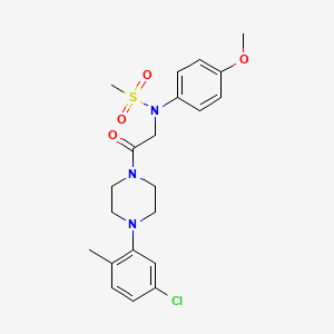 molecular formula C21H26ClN3O4S B3645284 N-{2-[4-(5-Chloro-2-methyl-phenyl)-piperazin-1-yl]-2-oxo-ethyl}-N-(4-methoxy-phenyl)-methanesulfonamide 