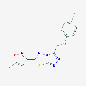 molecular formula C14H10ClN5O2S B364529 3-[(4-Chlorophenoxy)methyl]-6-(5-methyl-1,2-oxazol-3-yl)[1,2,4]triazolo[3,4-b][1,3,4]thiadiazole CAS No. 954837-48-0
