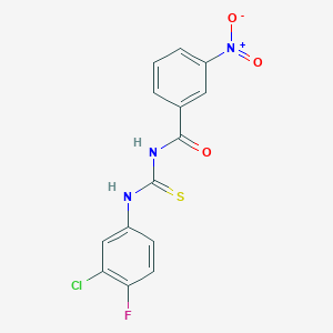 molecular formula C14H9ClFN3O3S B3645291 N-[(3-chloro-4-fluorophenyl)carbamothioyl]-3-nitrobenzamide 