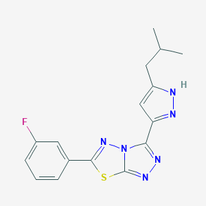 molecular formula C16H15FN6S B364534 6-(3-fluorophenyl)-3-(3-isobutyl-1H-pyrazol-5-yl)[1,2,4]triazolo[3,4-b][1,3,4]thiadiazole CAS No. 1050325-99-9