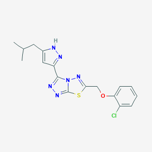 molecular formula C17H17ClN6OS B364541 6-[(2-chlorophenoxy)methyl]-3-(3-isobutyl-1H-pyrazol-5-yl)[1,2,4]triazolo[3,4-b][1,3,4]thiadiazole CAS No. 1050287-24-5