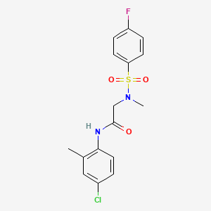 molecular formula C16H16ClFN2O3S B3645484 N-(4-chloro-2-methylphenyl)-N~2~-[(4-fluorophenyl)sulfonyl]-N~2~-methylglycinamide 