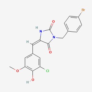 molecular formula C18H14BrClN2O4 B3645507 (5E)-3-(4-bromobenzyl)-5-(3-chloro-4-hydroxy-5-methoxybenzylidene)imidazolidine-2,4-dione 