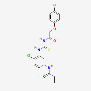 molecular formula C18H17Cl2N3O3S B3645537 N-{4-chloro-3-[({[(4-chlorophenoxy)acetyl]amino}carbonothioyl)amino]phenyl}propanamide 