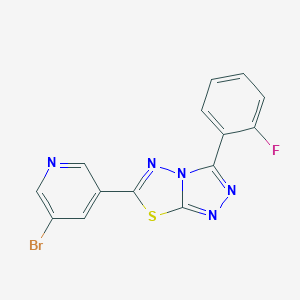 molecular formula C14H7BrFN5S B364559 6-(5-Bromo-3-pyridinyl)-3-(2-fluorophenyl)[1,2,4]triazolo[3,4-b][1,3,4]thiadiazole CAS No. 951931-83-2