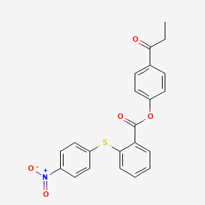 4-PROPIONYLPHENYL 2-[(4-NITROPHENYL)SULFANYL]BENZOATE