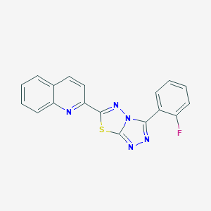 molecular formula C18H10FN5S B364561 2-[3-(2-Fluorophenyl)[1,2,4]triazolo[3,4-b][1,3,4]thiadiazol-6-yl]quinoline CAS No. 951931-17-2