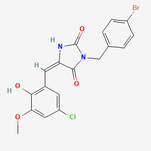 (5E)-3-[(4-bromophenyl)methyl]-5-[(5-chloro-2-hydroxy-3-methoxyphenyl)methylidene]imidazolidine-2,4-dione