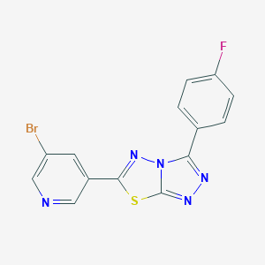 molecular formula C14H7BrFN5S B364563 6-(5-Bromo-3-pyridinyl)-3-(4-fluorophenyl)[1,2,4]triazolo[3,4-b][1,3,4]thiadiazole CAS No. 929858-45-7