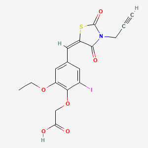 (4-{(E)-[2,4-dioxo-3-(prop-2-yn-1-yl)-1,3-thiazolidin-5-ylidene]methyl}-2-ethoxy-6-iodophenoxy)acetic acid