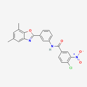 4-chloro-N-[3-(5,7-dimethyl-1,3-benzoxazol-2-yl)phenyl]-3-nitrobenzamide