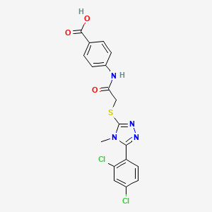 molecular formula C18H14Cl2N4O3S B3645702 4-[({[5-(2,4-dichlorophenyl)-4-methyl-4H-1,2,4-triazol-3-yl]sulfanyl}acetyl)amino]benzoic acid 