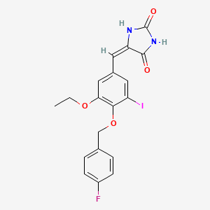 (5E)-5-{3-ethoxy-4-[(4-fluorobenzyl)oxy]-5-iodobenzylidene}imidazolidine-2,4-dione