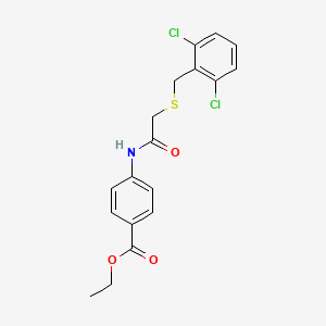 molecular formula C18H17Cl2NO3S B3645773 Ethyl 4-({[(2,6-dichlorobenzyl)sulfanyl]acetyl}amino)benzoate 