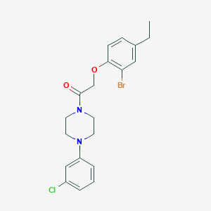 molecular formula C20H22BrClN2O2 B3645858 1-[(2-bromo-4-ethylphenoxy)acetyl]-4-(3-chlorophenyl)piperazine 