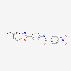 molecular formula C23H19N3O4 B3645911 4-Nitro-N-{4-[5-(propan-2-YL)-1,3-benzoxazol-2-YL]phenyl}benzamide 