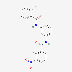 molecular formula C21H16ClN3O4 B3645941 N-{3-[(2-chlorobenzoyl)amino]phenyl}-2-methyl-3-nitrobenzamide 