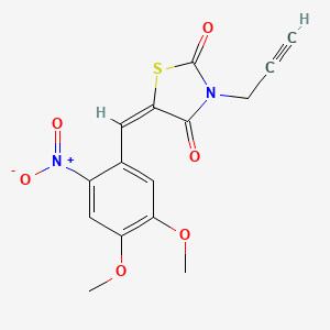 molecular formula C15H12N2O6S B3646086 (5E)-5-(4,5-dimethoxy-2-nitrobenzylidene)-3-(prop-2-yn-1-yl)-1,3-thiazolidine-2,4-dione 