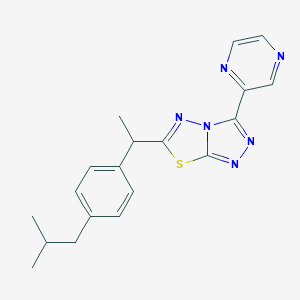 molecular formula C19H20N6S B364613 6-[1-(4-Isobutylphenyl)ethyl]-3-(2-pyrazinyl)[1,2,4]triazolo[3,4-b][1,3,4]thiadiazole CAS No. 929855-84-5