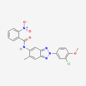 molecular formula C21H16ClN5O4 B3646139 N-[2-(3-chloro-4-methoxyphenyl)-6-methyl-2H-1,2,3-benzotriazol-5-yl]-2-nitrobenzamide 