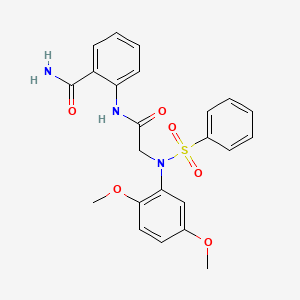 molecular formula C23H23N3O6S B3646161 2-{[N-(2,5-dimethoxyphenyl)-N-(phenylsulfonyl)glycyl]amino}benzamide 