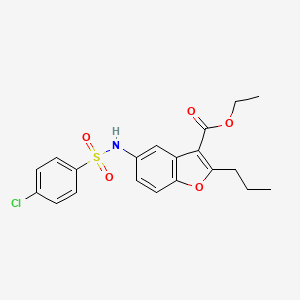 molecular formula C20H20ClNO5S B3646176 ethyl 5-{[(4-chlorophenyl)sulfonyl]amino}-2-propyl-1-benzofuran-3-carboxylate 