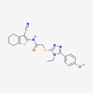 molecular formula C22H23N5O2S2 B3646322 N-(3-cyano-4,5,6,7-tetrahydro-1-benzothiophen-2-yl)-2-{[4-ethyl-5-(4-methoxyphenyl)-4H-1,2,4-triazol-3-yl]sulfanyl}acetamide 