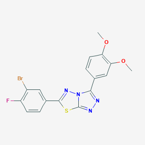 molecular formula C17H12BrFN4O2S B364635 6-(3-Bromo-4-fluorophenyl)-3-(3,4-dimethoxyphenyl)[1,2,4]triazolo[3,4-b][1,3,4]thiadiazole CAS No. 929856-14-4