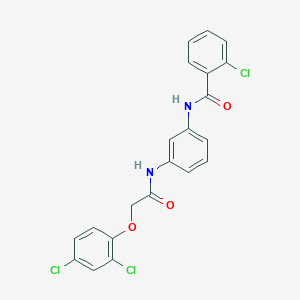 molecular formula C21H15Cl3N2O3 B3646350 2-chloro-N-(3-{[(2,4-dichlorophenoxy)acetyl]amino}phenyl)benzamide 