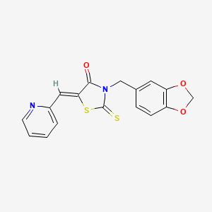 molecular formula C17H12N2O3S2 B3646491 (5Z)-3-(1,3-benzodioxol-5-ylmethyl)-5-(pyridin-2-ylmethylidene)-2-sulfanylidene-1,3-thiazolidin-4-one 