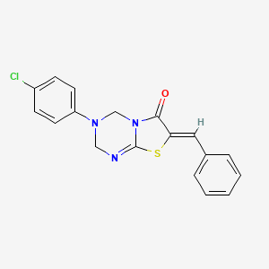 molecular formula C18H14ClN3OS B3646495 7-benzylidene-3-(4-chlorophenyl)-3,4-dihydro-2H-[1,3]thiazolo[3,2-a][1,3,5]triazin-6(7H)-one 