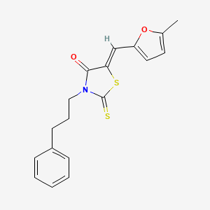 molecular formula C18H17NO2S2 B3646525 5-[(5-methyl-2-furyl)methylene]-3-(3-phenylpropyl)-2-thioxo-1,3-thiazolidin-4-one 