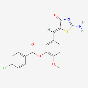 5-[(2-imino-4-oxo-1,3-thiazolidin-5-ylidene)methyl]-2-methoxyphenyl 4-chlorobenzoate