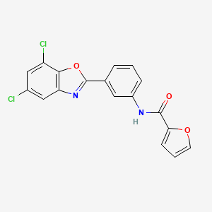 N-[3-(5,7-dichloro-1,3-benzoxazol-2-yl)phenyl]furan-2-carboxamide