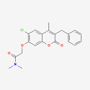 molecular formula C21H20ClNO4 B3646717 2-[(3-benzyl-6-chloro-4-methyl-2-oxo-2H-chromen-7-yl)oxy]-N,N-dimethylacetamide 