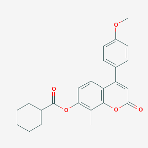 4-(4-methoxyphenyl)-8-methyl-2-oxo-2H-chromen-7-yl cyclohexanecarboxylate