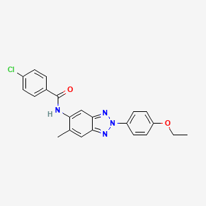 molecular formula C22H19ClN4O2 B3646744 4-chloro-N-[2-(4-ethoxyphenyl)-6-methyl-2H-benzotriazol-5-yl]benzamide 