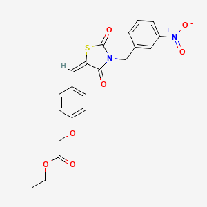 ethyl 2-[4-[(E)-[3-[(3-nitrophenyl)methyl]-2,4-dioxo-1,3-thiazolidin-5-ylidene]methyl]phenoxy]acetate