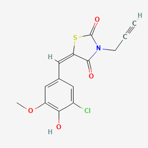 (5E)-5-[(3-chloro-4-hydroxy-5-methoxyphenyl)methylidene]-3-prop-2-ynyl-1,3-thiazolidine-2,4-dione