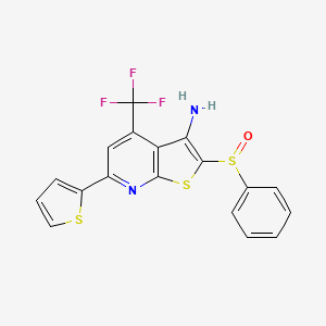 molecular formula C18H11F3N2OS3 B3646890 2-(Benzenesulfinyl)-6-thiophen-2-yl-4-(trifluoromethyl)thieno[2,3-b]pyridin-3-amine 